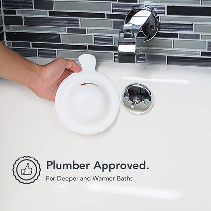 BathShroom Bathtub Overflow Drain Cover - Bath Tub Overflow Cover, Bathroom Spa Accessories, Adds Inches of Water for Deeper & Warmer Bath