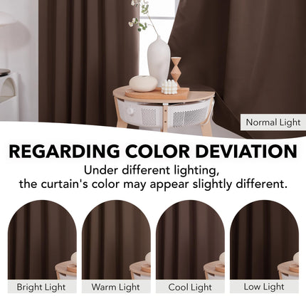 Deconovo Room Darkening Blackout Curtains - (Chocolate Color), Back Tab and Rod Pocket Curtains, 52W x 95L Inch, Thermal Insulated Blackout Curtains for Office, 2 Panels