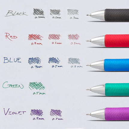 Bolígrafo de Tinta Gel Retráctil Pentel EnerGel RTX, (0.5 mm), Punta de Aguja, Punto Fino, Verde, Paquete de 2 (BLN75BP2D)