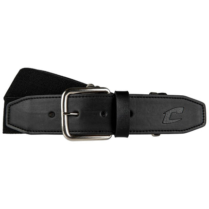 Champro Standard Baseball Belt with Leather Tab, Black, Adult 1-1/2"