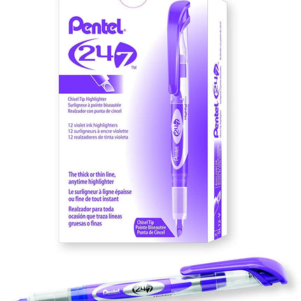 Pentel SL12-V Highlighter with Liquid Ink Pack of 12 Violet