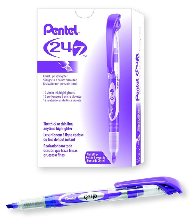 Surligneur Pentel SL12-V à encre liquide, lot de 12, violet