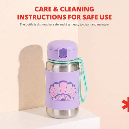 Skip Hop Spark Style Stainless Steel Straw Bottle - Seashell