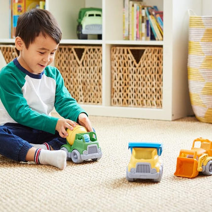 Green Toys Construction Vehicle Includes Scooper, Dumper, Mixer, 1 Character- 3 Pack - 4C