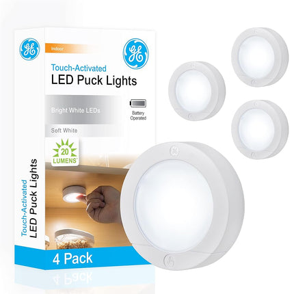 GE LED Puck, 4 Pack, Wireless, Battery Operated, 2