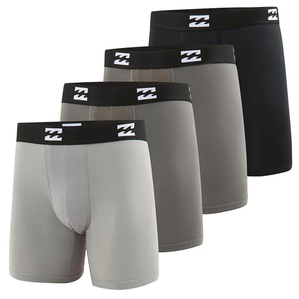 Billabong Mens Underwear 4 Pack Nylon Performance Boxer Briefs for Men, Blk, Charcoal ,Grey, 2X