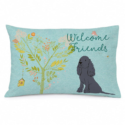 Caroline's Treasures BB7618PILLOWCASE Welcome Friends Black Cocker Spaniel Fabric Standard Pillowcase, Standard, Multicolor