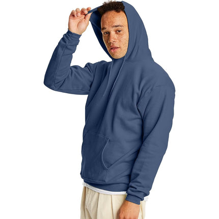 Hanes Men's EcoSmart Hoodie, Midweight Fleece, Pullover Hooded Sweatshirt, Denim Blue, XXL