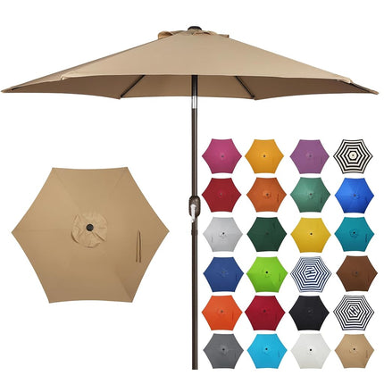 Blissun - Paraguas de patio de 7 pies, bot�n inclinable para patio, manivela (bronceado)
