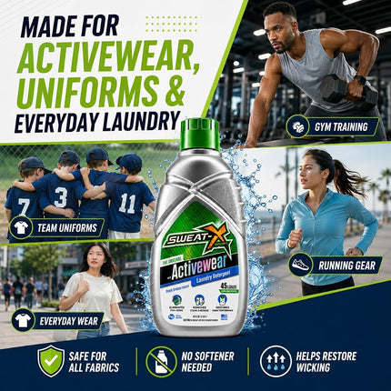 SWEATX Activewear Laundry Detergent Liquid, 45 Loads