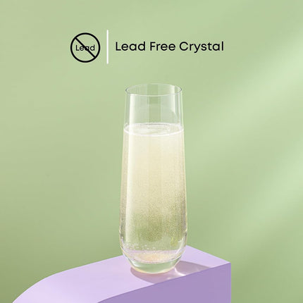 JoyJolt Milo Stemless Champagne Flutes Set of 8 Crystal Glasses. 9.4oz Champagne Glasses. Prosecco Wine Flute, Mimosa Glasses Set, Cocktail Glass Set, Water Glasses, Highball Glass, Bar Glassware