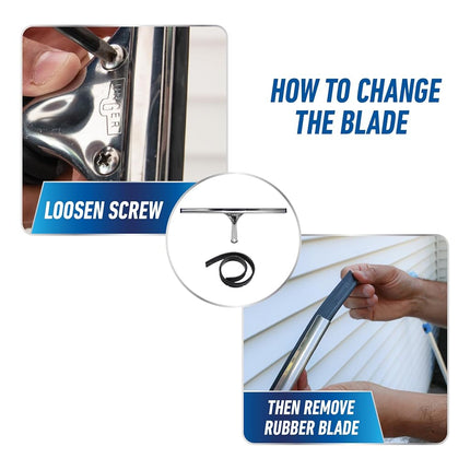 Unger Professional Stainless Steel Heavy-Duty Window and Glass Squeegee, 16"