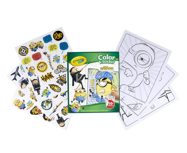 Crayola Minions 2 Colorea y pega, libro para colorear de Minions, 32 páginas para colorear, regalo para niños, edades 3, 4, 5, 6