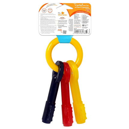 Nylabone Gentle Puppy Dog Teething Chew Toy Keys, Bacon Flavour, Medium, for Puppies Up to 16 kg