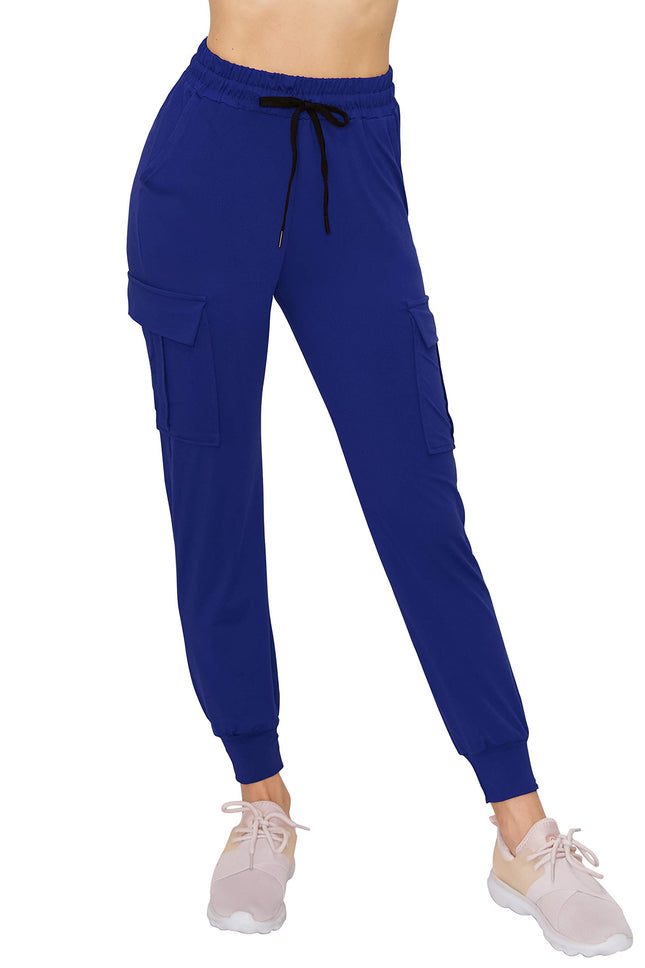 ALWAYS Women's Cargo Joggers Sweatpants - Skinny Fit Lightweight Premium Soft Stretch Pockets Pants Royal Blue US XS (Tag S)