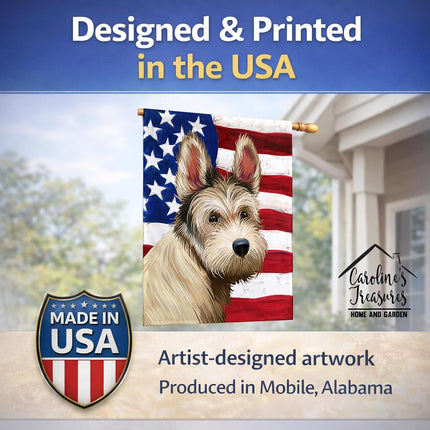Caroline's Treasures CK6432CHF Berger Picard Dog American Flag Flag Canvas House Size, Large, multicolor