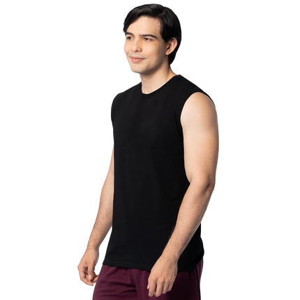 Fruit of the Loom Men's Eversoft Cotton Sleeveless T Shirts, Breathable & Moisture Wicking with Odor Control, Sizes S-4x Undershirt, Muscle-2 Pack-Black, XXXXL (Pack of 2)
