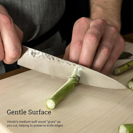 Shun Cutlery Large Hinoki Cutting Board, 17.75" x 11.75" Large Wooden Cutting Board for Kitchen, Medium-Soft Wood Preserves Knife Edges, Forest Stewardship Council Certified, Japanese Chopping Board