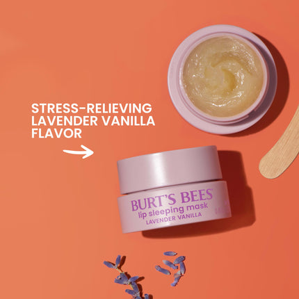 Mascarilla labial de noche de lavanda y vainilla de Burt's Bees, con ácido hialurónico y escualano hidratante para hidratar los labios al instante, tratamiento labial, 12.7 g.