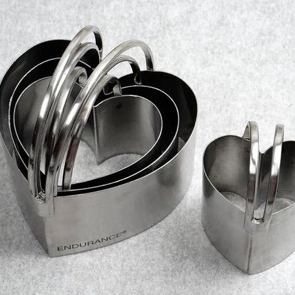 RSVP International Endurance Heart Shape Biscuit Cutters - Stainless Steel, Set of 4 | Nest for Easy Storage | for Cutting Thick or Thin Dough | Professional | Dishwasher Safe