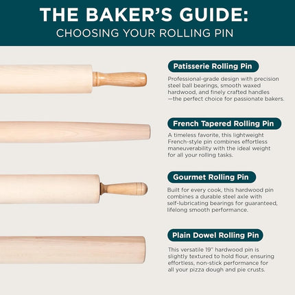 J.K. Adams Maple French Rolling Pin, Brown