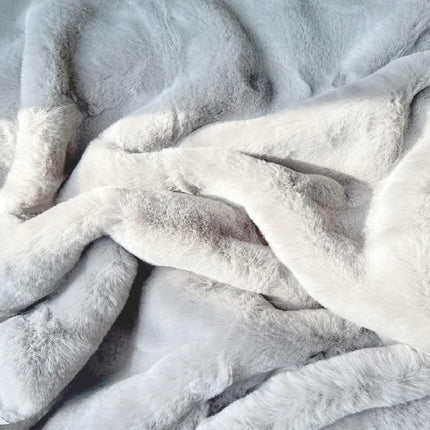 ORINOVA Faux Rabbit Fur Rug Washable Runner Rugs for Bedroom Grey Fluffy for Living Room Non Slip Faux Fur Rug for Hallway 60x180cm