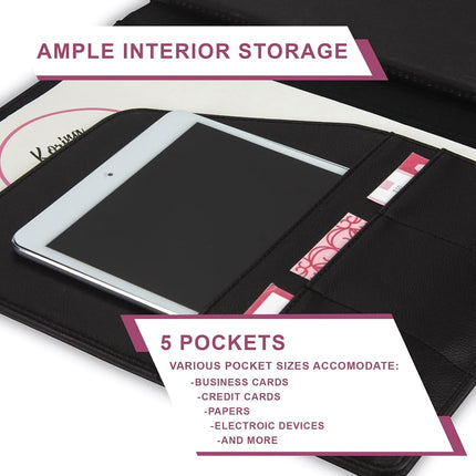 Samsill Women Professional Portfolio/Resume Organizer with Magnetic Flap Closure and Rose Gold Zipper (Black, Letter Size)