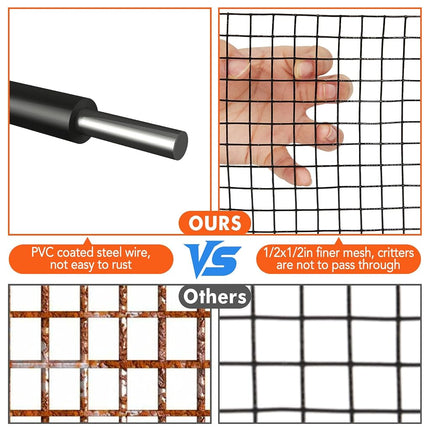 Kit de protección para paneles solares contra pájaros y alimañas YardYonder de 15.24 cm x 15.24 m, incluye 60 clips de sujeción, 100 bridas, guantes, alicates y malla de alambre recubierta de PVC para el control de pájaros y alimañas