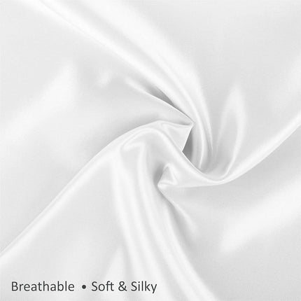 Sweet Dreams 2-Pack Luxury Satin Pillowcase with Zipper, Queen Size, White (Silky Satin Pillow Case for Hair) by Shop Bedding
