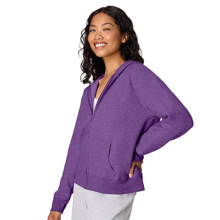 Hanes para mujer, sudadera con capucha completa EcoSmart de felpa, sudadera con capucha y cremallera, Violet Splendor Heather, XXL