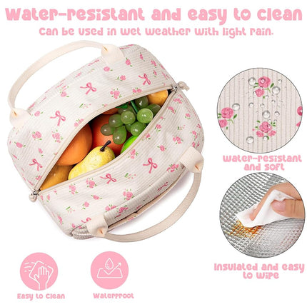 Bluboon Lunch Bag for Women Men Cute Corduroy Lunch Tote Bags Reusable Insulated Lunch Box Large Capacity Reusable Insulated Cooler for Work Picnic or Travel