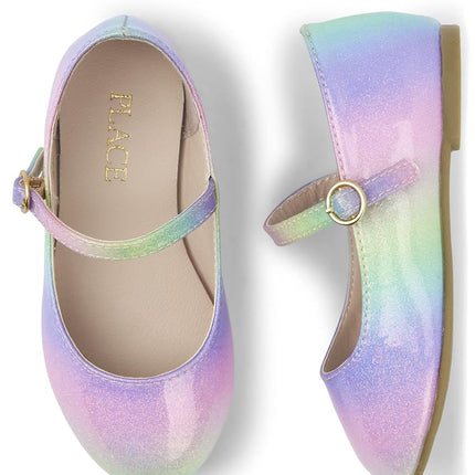 The Children's Place Baby-Girls and Toddler Closed Toe Ballet Flats, Rainbow Ombre, 5 Toddler
