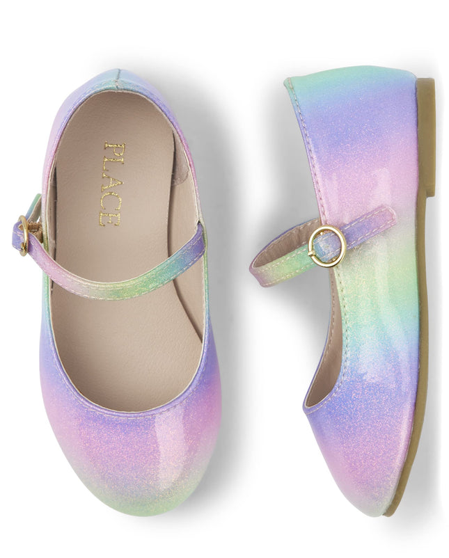 The Children's Place Baby-Girls and Toddler Closed Toe Ballet Flats, Rainbow Ombre, 5 Toddler