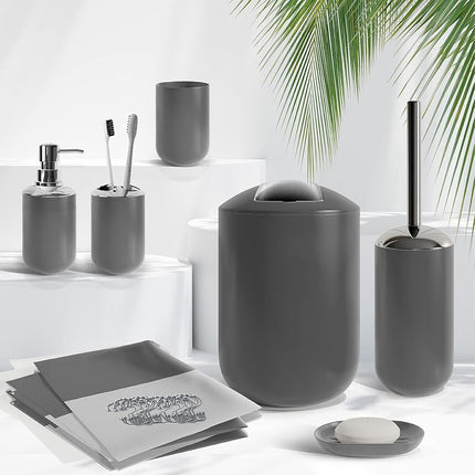Clara Clark Bathroom Set - Black Bathroom Accessories Set, 20PC Bathroom Accessory Set, Shower Curtain Set with Liner, Toothbrush Holder, Soap Dispenser, Soap Dish, Toilet Brush Holder, and Trash Can