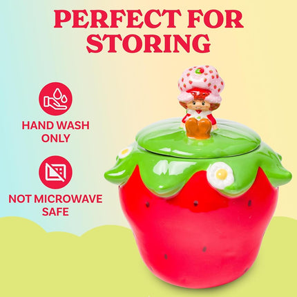 Silver Buffalo Tazón para aperitivos de cerámica pequeño, diseño de Strawberry Shortcake sentado