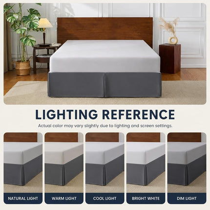 Cathay Home Double Brushed Microfiber Pleated Easy Fit Bed Skirt, Ultra Soft, Fade and Wrinkle Resistant - Gray, Full