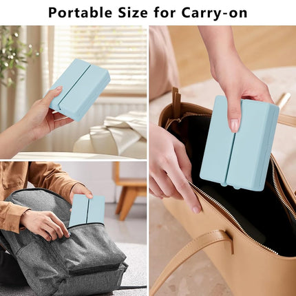 FYY Daily Pill Organizer,2 Pcs 7 Compartments Portable Pill Case Travel Pill Organizer,[Folding Design] Pill Box for Purse Pocket to Hold Vitamins,Cod Liver Oil,Supplements and Medication-Blue Clear