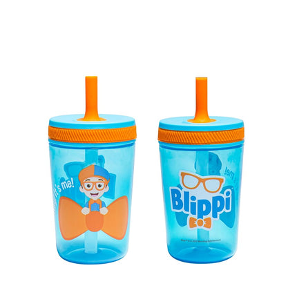 Zak Designs Blippi Kelso 15oz Leak-Proof Toddler Straw Cups, 2-Pack