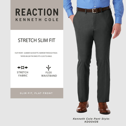 Kenneth Cole Reaction Men's Slim Fit Solid Performance Dress Pant, Chambray, 30W x 32L