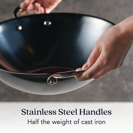 Anolon N2 Carbon Steel Wok 36cm Black