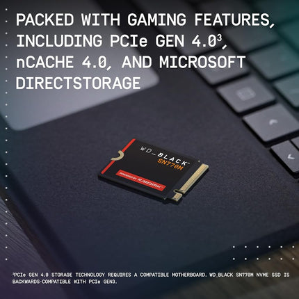WD_BLACK SN770M NVMe SSD 1TB (Up to 5,150MB/s, M.2 2230, PCIe Gen4, for Asus ROG Ally, Steam Deck, Microsoft Surface for Compatible Laptop Gaming Devices and laptops) POWERED BY SANDISK