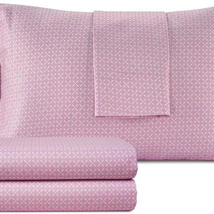 IZOD Sateen Silky 4Pc King Size Bed Sheet Set, Deep Pockets - fits Upto 17", Smooth & Buttery Feel Sheet Set, Long-Staple Soft Combed 100% Cotton Bed Sheet, Hotel Luxury Bedding - Pink Mosaic
