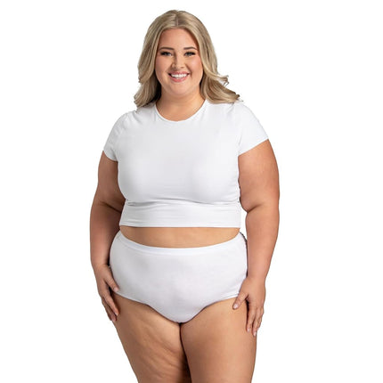 Fruit of the Loom Women's Fit White Cotton Briefs, 6 Pack Underwear, 13
