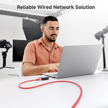 Cable Ethernet Cat 6A Apantallado sin Enganches 10Gbps de Cable Matters - 1,5m, Cable Cat 6A, Cordón Cat6A, Cordón Ethernet, Rojo