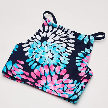 Kanu Surf Traje de baño de 2 piezas para niña, diseño de margarita, tipo halter, deportivo, de playa, color azul marino, talla 14