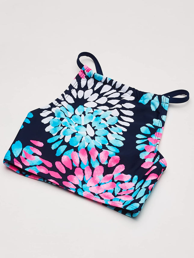 Kanu Surf Traje de Baño de Dos Piezas Tipo Tankini para Niñas Big Daisy Halter, Azul Marino, Talla 12