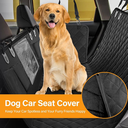 Housse de siège de voiture pour chien Simple Deluxe, imperméable avec fenêtre en filet et 3 poches de rangement, hamac de voiture pour chien durable, anti-rayures et antidérapant de taille universelle, pour voitures, camions, VUS, Standard.