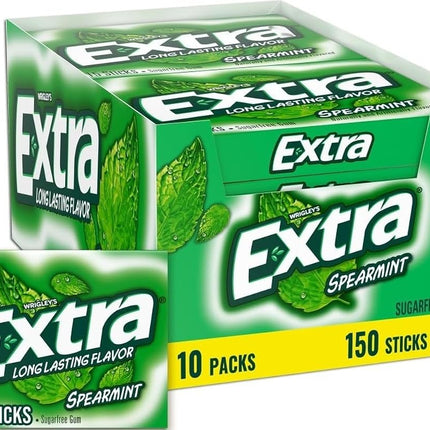 Wrigleys Extra Spearmint Sugarfree Chewing Gum Box Of 10 x 15 Stick Packs