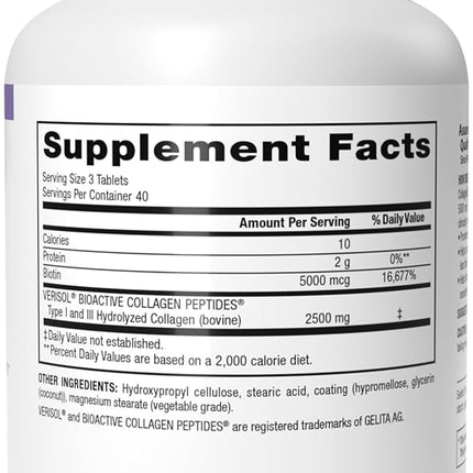 Webber Naturals Collagen 30 with Biotin Bioactive Collagen Peptides 120 Tablets