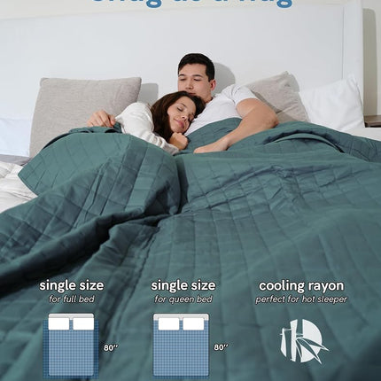 YnM Bamboo Weighted Blanket, 100% Natural Bamboo Viscose Material with Premium Glass Beads (Sea Grass, 152cmx203cm 9kg), Suit for One Person(80~95kg) Use on Queen/King Bed